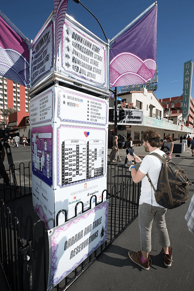 Festival attendees and environmental brand work captured during Life is Beautiful's opening weekend.